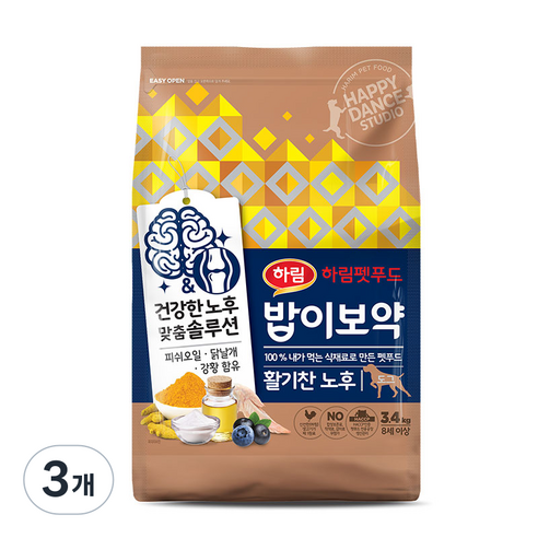 하림펫푸드밥이보약 강아지 기능성 사료, 닭, 3.4kg, 3개