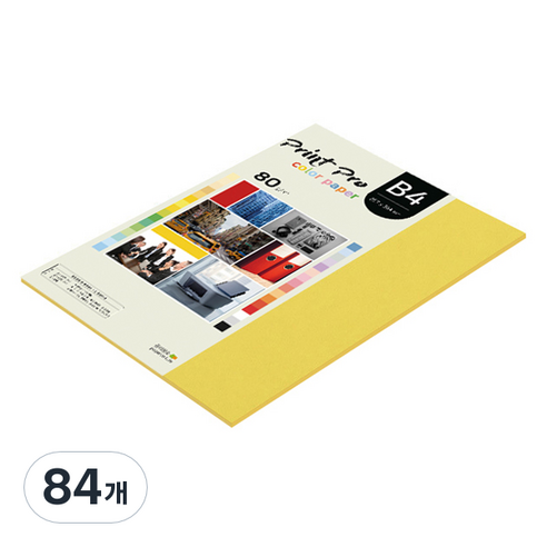 종이문화 프린트프로 얇은 칼라복사지 No 6 딥옐로우 80g, B4, 84개