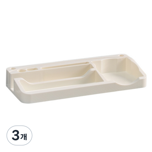 필수 데스크 오거나이저, 아이보리, 3개