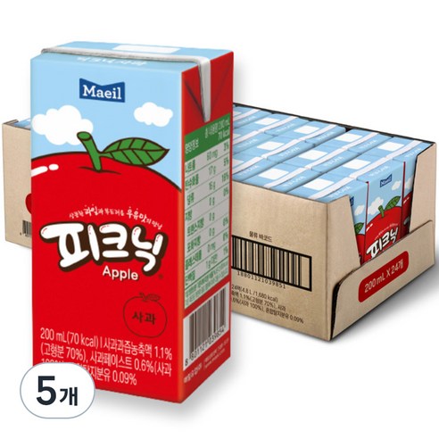 매일유업 피크닉 사과맛, 200ml, 120개