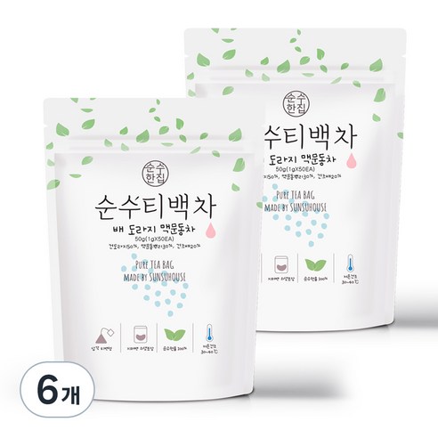 순수한집 배 도라지 맥문동차, 1g, 50개입, 6개