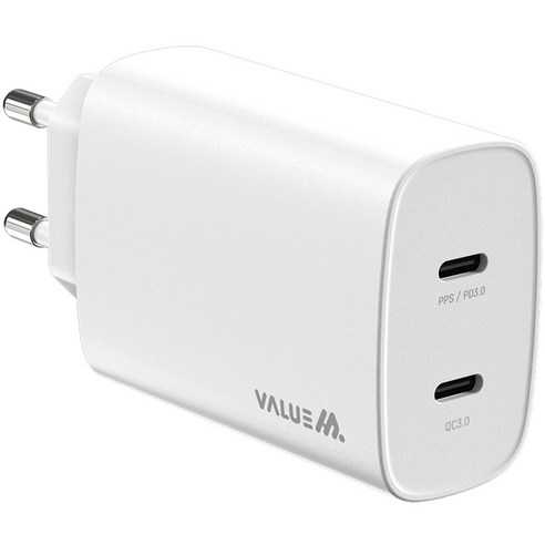   ValueM PD 40W 2-Port PPS Ultra-High Speed Multi-C Type Charger, White, 1 Piece