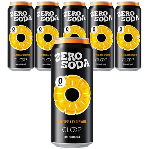 클룹 제로소다 탄산음료 파인애플, 6개, 500ml