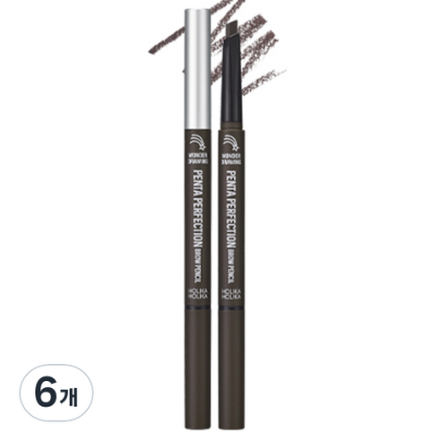 홀리카홀리카 원더드로잉 펜타 퍼펙션 브로우 펜슬 0.3g, 다크브라운, 6개