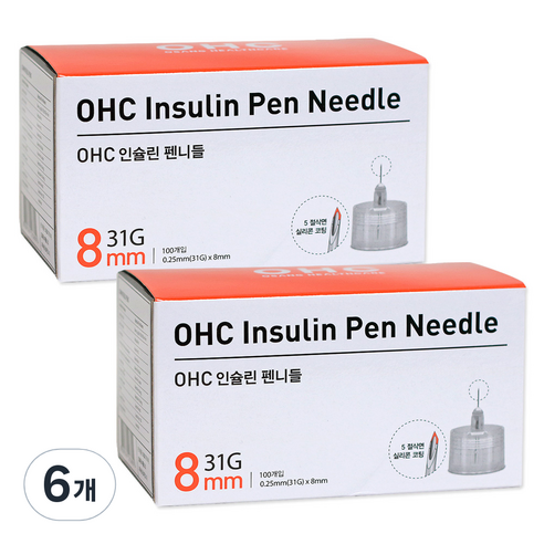 OHC 인슐린 펜니들 31G 8mm, 6개, 100개입