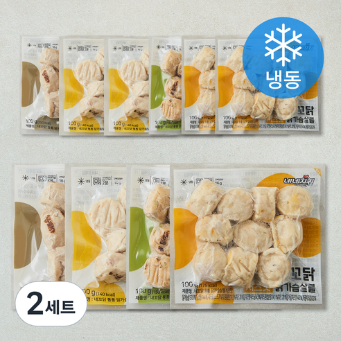 네네치킨 네꼬닭 통통 닭가슴살 오리지널 100g x 2개 + 청양고추 100g x 2개 + 콘옥수수 100g x 3개 + 치즈 100g x 3개 세트 (냉동), 2세트