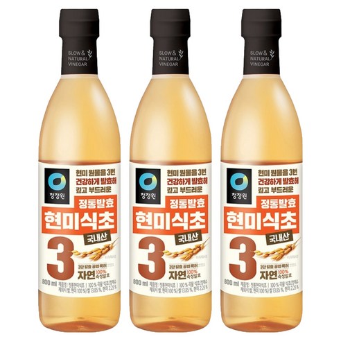청정원 정통 현미 식초, 800ml, 3개