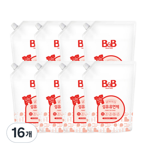 비앤비 섬유유연제 자스민&로즈향 리필, 1.5L, 16개