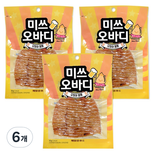 해맑은푸드 미쓰오바디 오징어, 6개, 50g