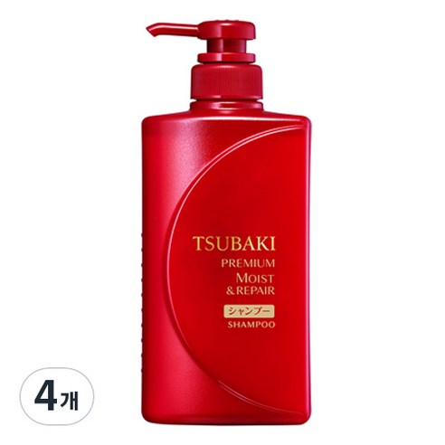 츠바키 프리미엄 모이스트 & 리페어 샴푸, 490ml, 4개