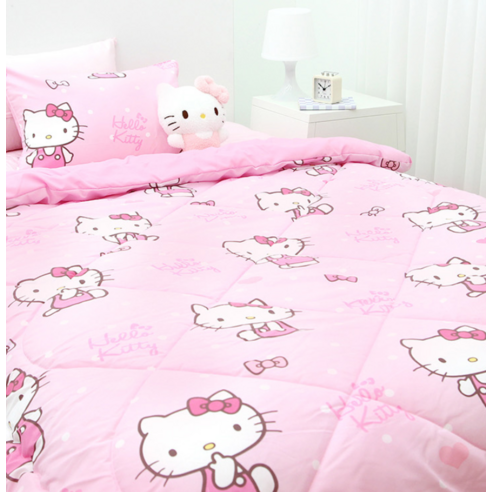 Hello Kitty 寢具 Hello Kitty 毛毯 人物毛毯 茶毯 枕頭套 邪惡 冬季毛毯 寢具 套裝 毛毯