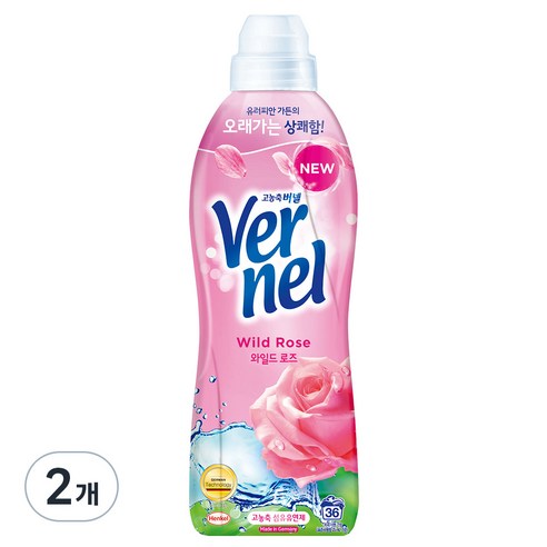 버넬 섬유유연제 와일드 로즈 본품, 2개, 900ml
