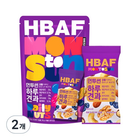 HBAF 바프 먼투썬 하루견과 퍼플, 200g, 2개