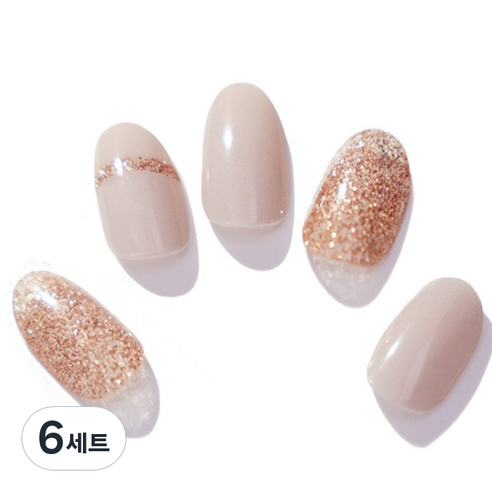 엔젤리 프리미엄 젤 네일 아트 스티커 세트, 6세트, 프리미엄 골드 파우더