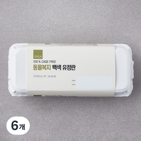 ORGA 동물복지 케이지프리 백색 유정란 520g, 10구, 6개