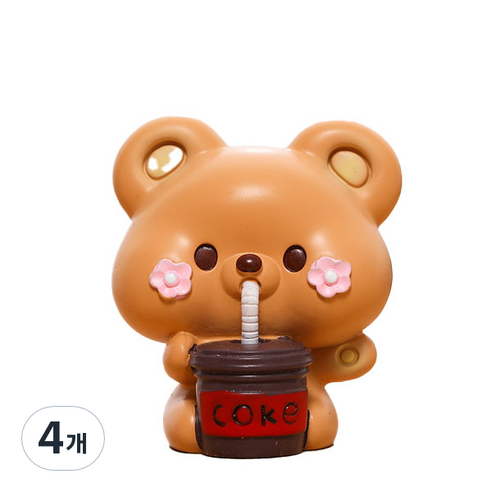 로새 영화관 팝콘 동물 피규어 곰돌이, 4개