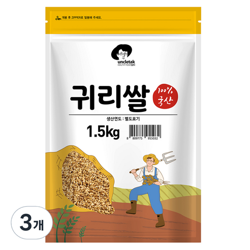 엉클탁 국내산 귀리쌀, 1.5kg, 3개