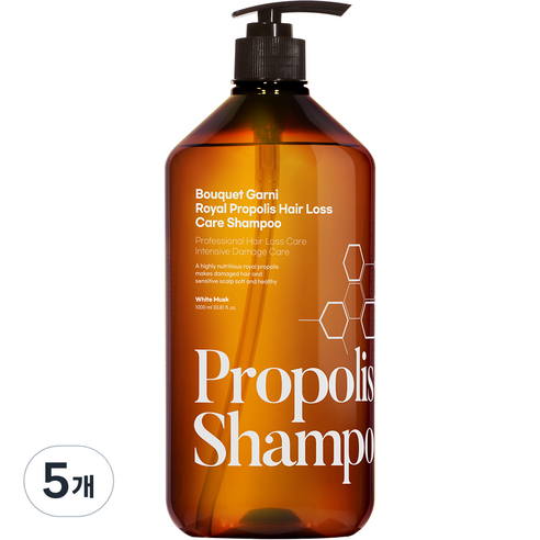 부케가르니 로열 프로폴리스 탈모 샴푸 화이트머스크, 1000ml, 5개