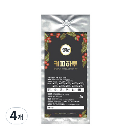 커피하루 EXPRESS GOLD 분쇄 커피, 더치커피, 500g, 4개