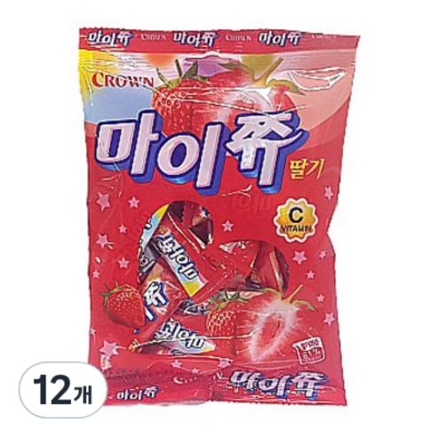 크라운 마이쮸 딸기 츄잉캔디, 92g, 12개