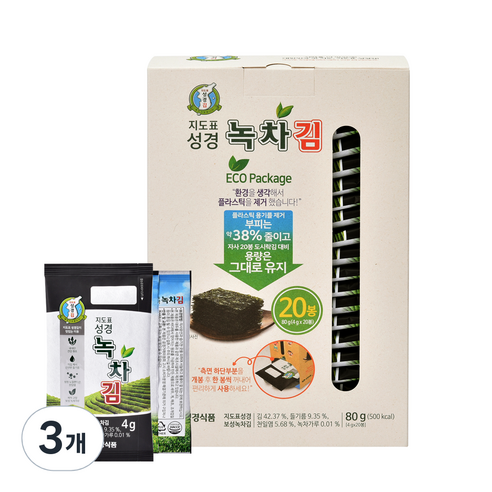 지도표성경 트레이리스 녹차김 20p, 80g, 3박스