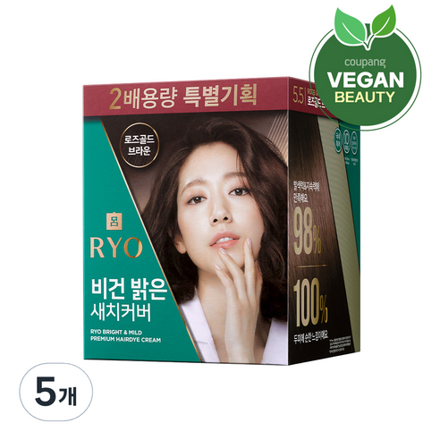 려 비건밝은새치커버 5.5 2배용량 기획 240g, 로즈골드 브라운, 5개