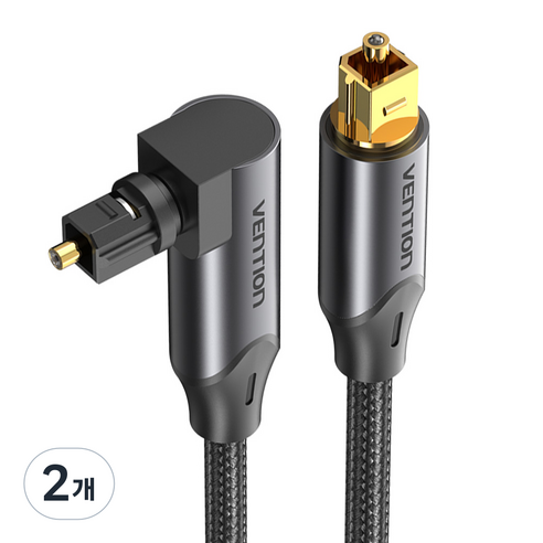 벤션 90도 회전형 하이파이 오디오 광 사운드바 Toslink 각대각 SPDIF 케이블, BKDBG-1.5m, 블랙, 2개