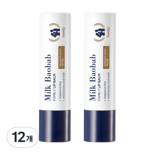 밀크바오밥 패밀리 립밤 3.5g, 무향, 12개