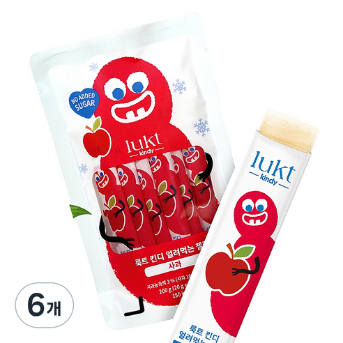 LUKT 킨디 얼려먹는 젤리 10p, 200g, 6개, 사과