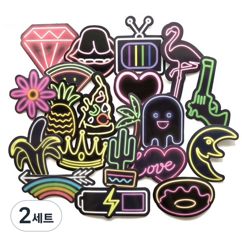 캐리어 네온 스티커 21종 세트 MK0006, 혼합색상, 2세트