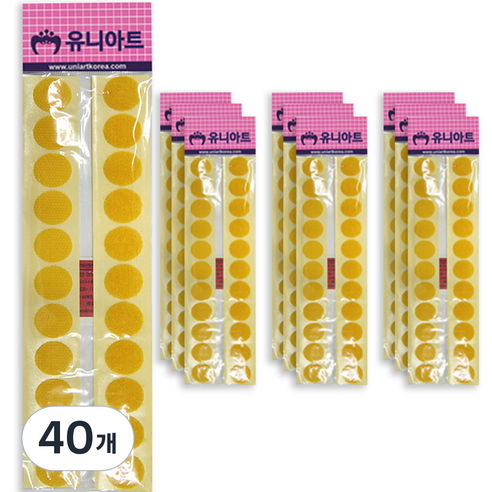 유니아트 원형찍찍이 20mm 노랑, 40개
