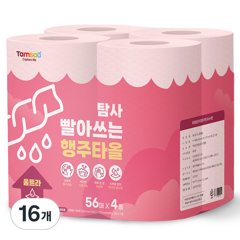 탐사 빨아쓰는 도톰한 위생행주 고급형, 56매, 16개