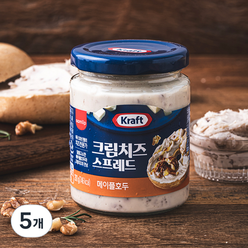 크래프트 크림치즈 스프레드 메이플호두, 200g, 5개
