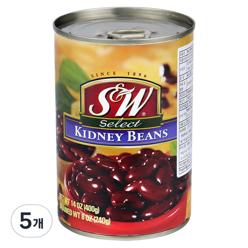에스앤더블유 키드니빈스 통조림, 400g, 5개