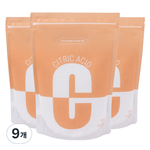 비즐리 프리미엄 구연산, 1kg, 9개