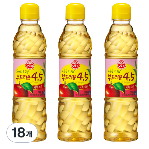 오뚜기 저산도 4.5 사과식초, 500ml, 18개