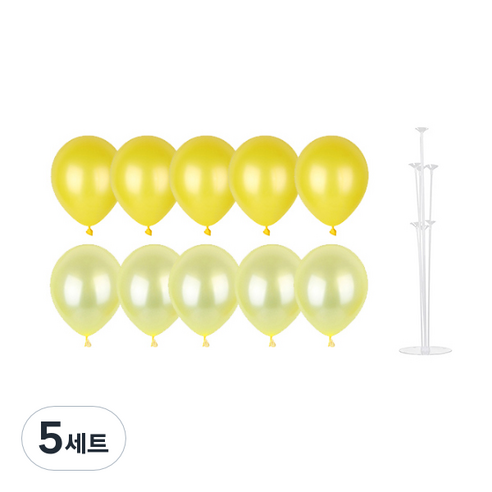 파티쇼 풍선꽂이장식세트 70cm, 옐로우파티, 5세트
