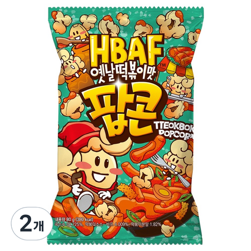 바프 옛날떡볶이맛 팝콘, 80g, 2개