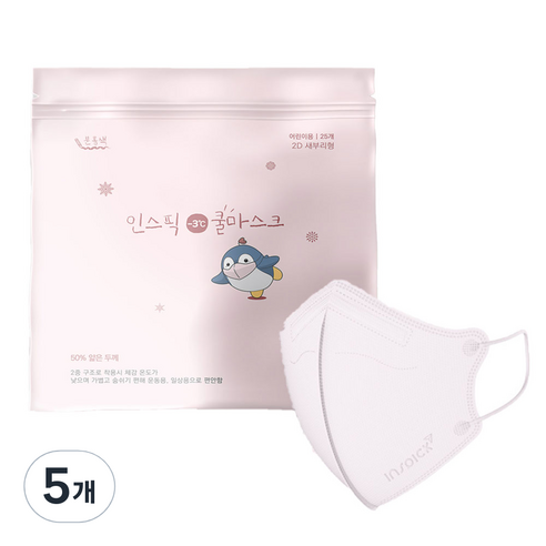 INSPICK 인스픽 -3°C 쿨마스크 소형 얇은 마스크, 25개입, 5개, 핑크