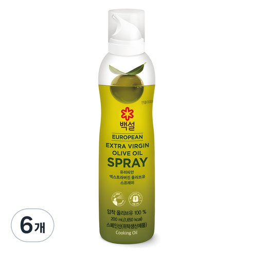 백설 유러피안 엑스트라버진 올리브유 스프레이, 200ml, 6개