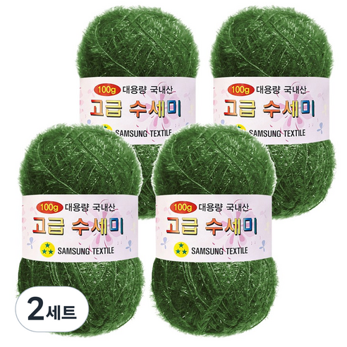 yarna 100g 대용량 고급수세미 뜨개실 4p + A인쇄도안 8종 세트, 141 초록빛카키, 2세트