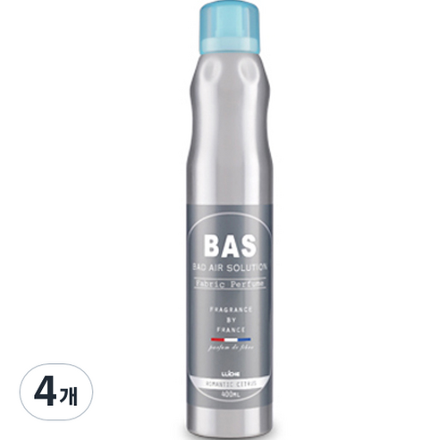 BAS 섬유 탈취제 로맨틱 시트러스향 본품, 400ml, 4개