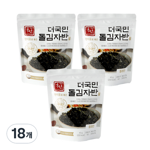 더국민 현미유로 볶은 돌김자반, 40g, 18개