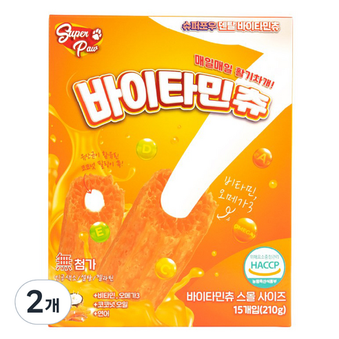 슈퍼포우 강아지 바이타민츄 덴탈껌 S 15p, 210g, 2개