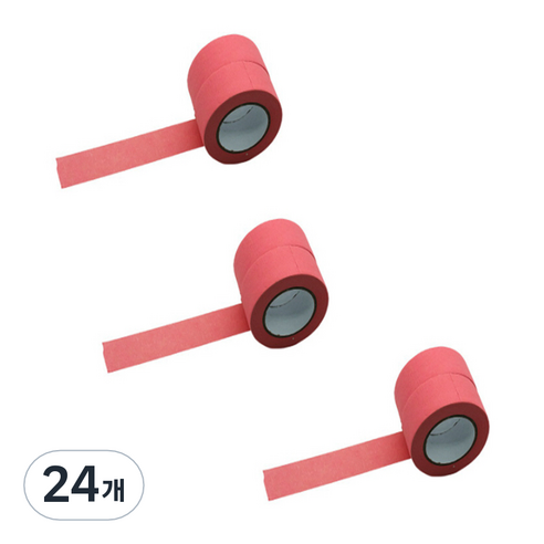 만들하비 컬러 종이 마스킹 테이프 1.5cm x 13m, 핑크, 24개