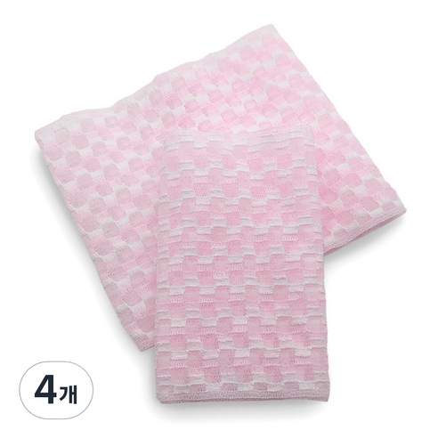 오션타올 까슬까슬 스퀘어 샤워타올, BABY PINK, 4개, 1개입