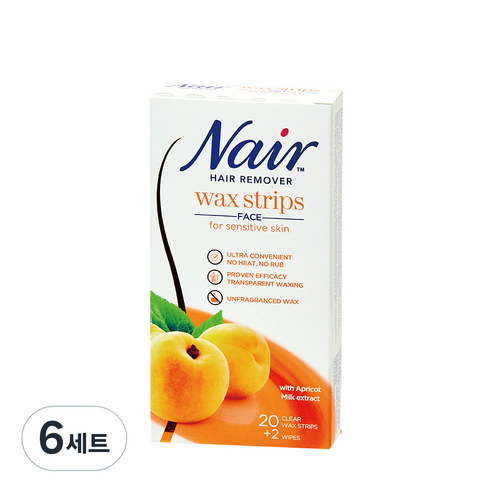 네어 민감성용 얼굴 제모 왁스스트립 20p + 피니싱티슈 2p, 6세트
