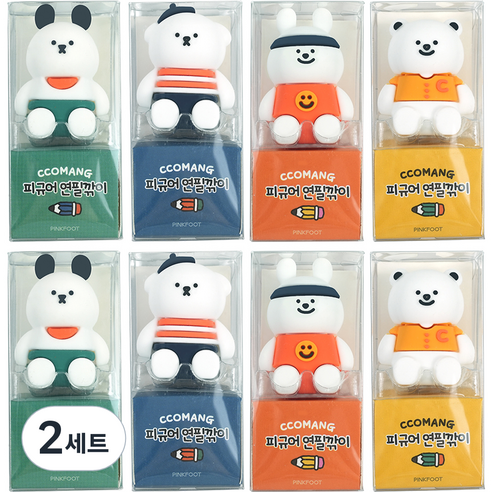 핑크풋 2000 꼬망 피규어 연필깎이 4종 x 2p, 혼합색상, 2세트