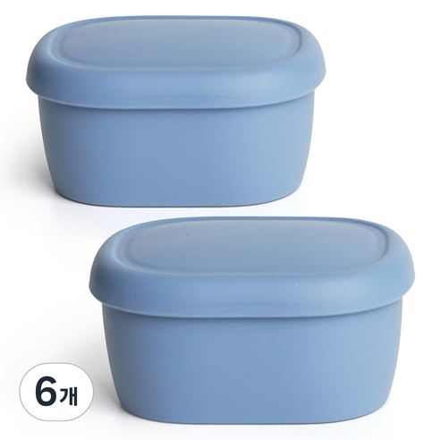 실리가든 실리콘 냉동밥 보관용기 다크블루 600ml, 6개