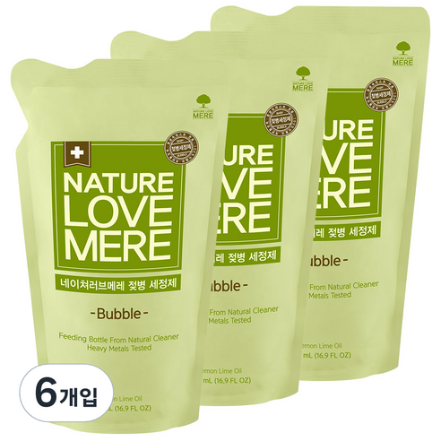 네이쳐러브메레 젖병 세정제 거품 리필, 500ml, 6개입